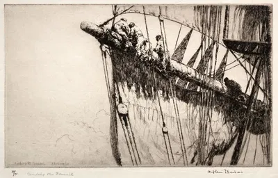 Bending the Foresail by Arthur John Trevor Briscoe, 1928 — digital art print download