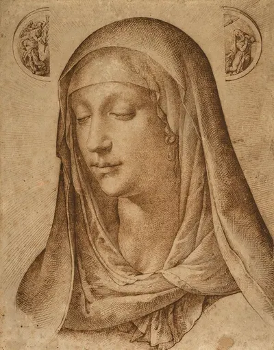 The head of the Virgin with the Annunciation by Бартоломео Пассаротти — digital art print download