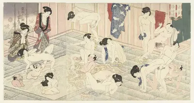 Баня в Хаконе by Утагава Кунисада, 1827 — digital art print download