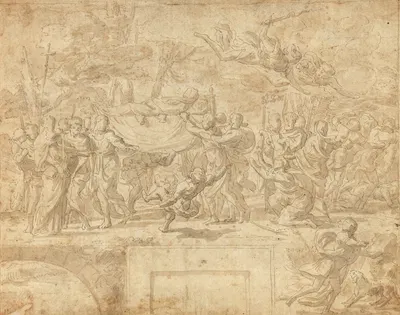 The Burial of the Virgin and the Punishment of Jephoniuas by Шарль Меллен — digital art print download