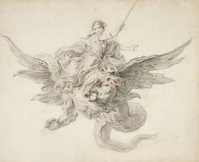 Armida on a dragon by Шарль-Антуан Койпель — digital art print download