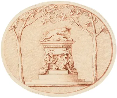 A boar on a sacrifical altar, flanked by trees by Эдме Бушардон — digital art print download