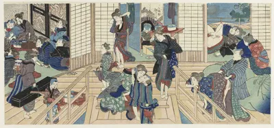 Scenes in a brothel by Utagawa Kunisada (Toyokuni III), 1840 — digital art print download