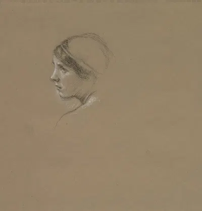 Head study of a young woman by Эдвард Джон Пойнтер — digital art print download
