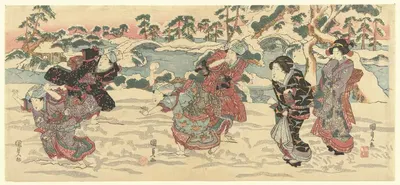Лепка снежков by Утагава Кунисада, 1825 — digital art print download