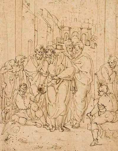 Peter and John healing a cripple at the Gate of the Temple by Ercole Setti — digital art print download