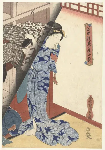 Женщина, убирающая кимоно by Утагава Кунисада, 1836-1838 — digital art print download