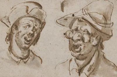 Studies of two male heads, one bespectacled by Francis Le Piper — digital art print download