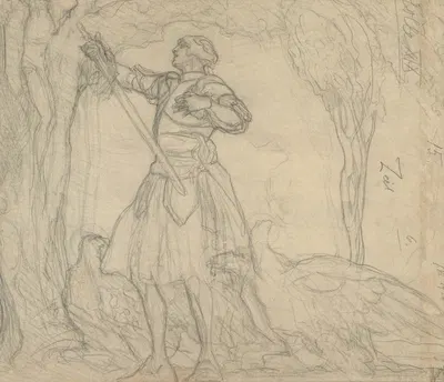 A knight before a vision of Christ by Франц фон Байрос, 1920 — digital art print download