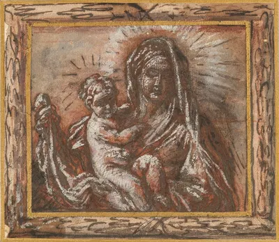 The Madonna and Child in a fictive frame by Giuseppe Passeri — digital art print download