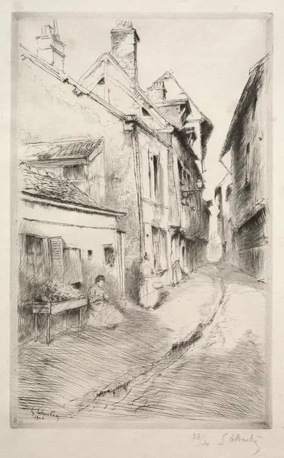 La rue de l'Ecole à Troyes by Гюстав Лёотр, 1902 — digital art print download
