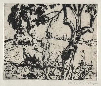 Pigs in Orchard by Генри Келлер — digital art print download