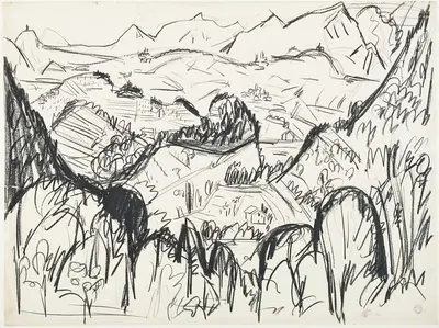 Landschaft im Tessin by Hermann Scherer, 1925-1926 — digital art print download