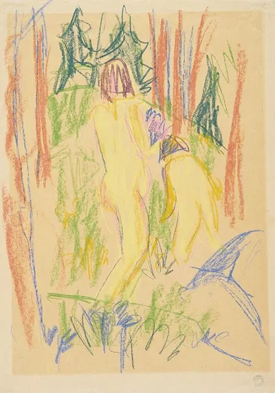 Zwei Mädchen im Wald by Hermann Scherer, 1923-1924 — digital art print download