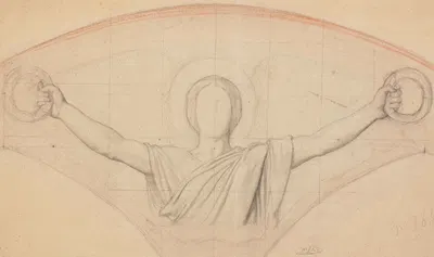 Study for an angel holding wreaths by Жан-Ипполит Фландрен — digital art print download