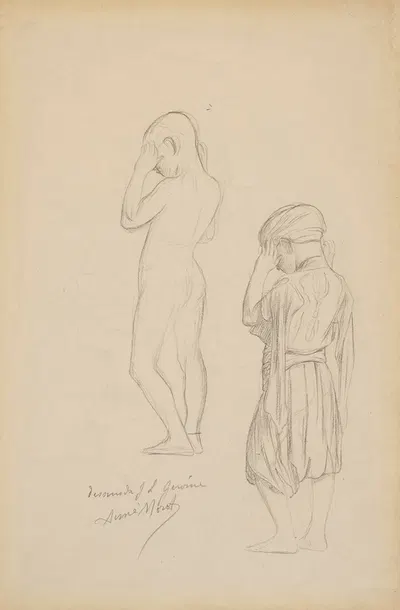 Two studies of a standing boy holding his hands up in prayer by Жан-Леон Жерома — digital art print download