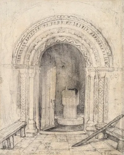 South doorway, Mundham church, Norfolk by Джон Селл Котман, 1816 — digital art print download