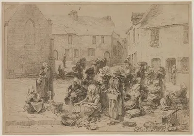 The Apple Market at Landerneau by Леон Огюст Лермиц, 1878 — digital art print download