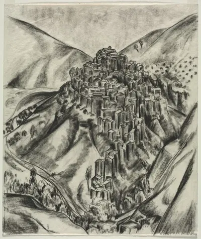 An Italian Hilltown, Anticoli, Italy by Луиза Б. Мэлоуни, c. 1930 — digital art print download