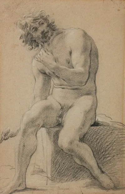 Study of a seated male nude by Michel Dorigny — digital art print download