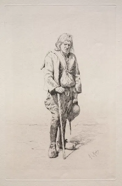 Man with Walking Stick by Мортимер Менпес — digital art print download