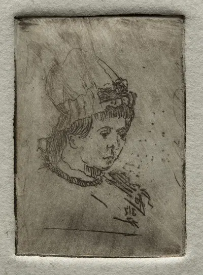 Small Head with Mob Cap by Отто Генри Бахер, 1878 — digital art print download