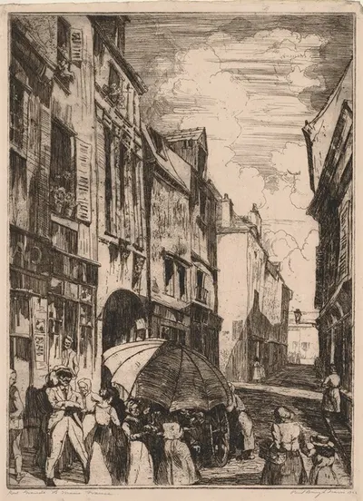 Rue Grande, Le Mans, France by Paul B. Travis, 1922 — digital art print download