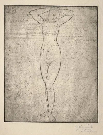 Standing Girl with Arms Behind her Head by Вильгельм Лембрук, 1912 — digital art print download