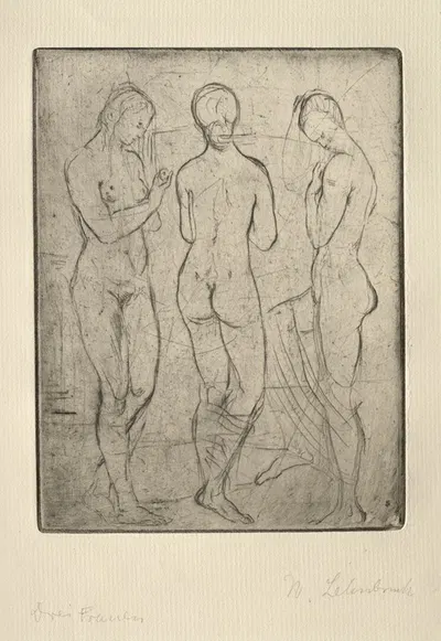 Three Women by Вильгельм Лембрук, 1912 — digital art print download