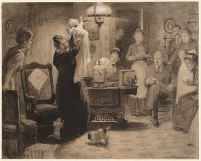 Sketch to illustration 'The Stationary Baby' by Уильям Лерой Джейкобс, 1912 — digital art print download