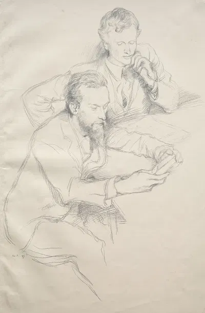 Ricketts and Shannon by Уильям Ротенштейн, 1897 — digital art print download