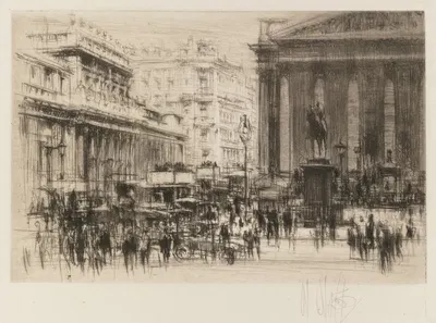 London Set; Bank (with the Royal Exchange) by Уильям Уолкот, 1924 — digital art print download