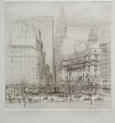 New York City; Battery Place by Уильям Уолкот — digital art print download