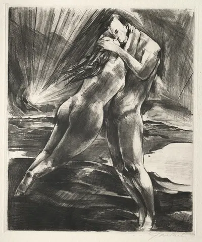 Schwebendes Paar by Вилли Яекель, 1923 — digital art print download