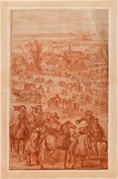 A Military Camp, Study for the Painting 'The Arrival of Louis XIV before Mäestricht, 1673' by Адам Франс ван дер Мюлен —…