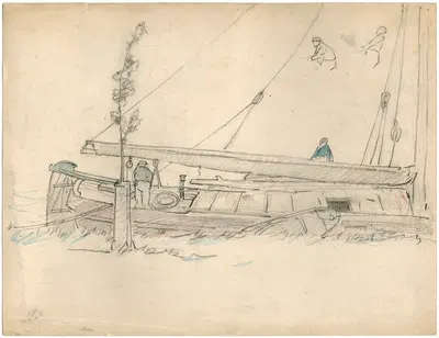 Achtersteven van een zeilboot by Adolf le Comte — digital art print download