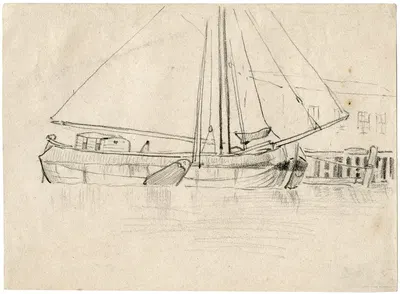 Bij kade aangemeerde boot by Адольф ле Комт — digital art print download