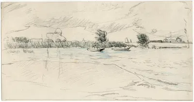 Meer met enkele roeibootjes by Adolf le Comte — digital art print download