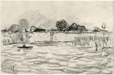 Roeibootje op een meer by Адольф ле Комт — digital art print download