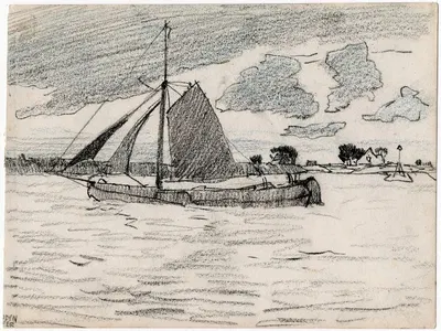 Schuit op een meer by Adolf le Comte — digital art print download