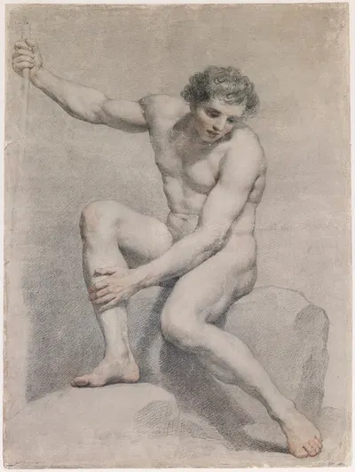 A Seated Male Nude by Антон Рафаэль Менгс, c.1760 — digital art print download