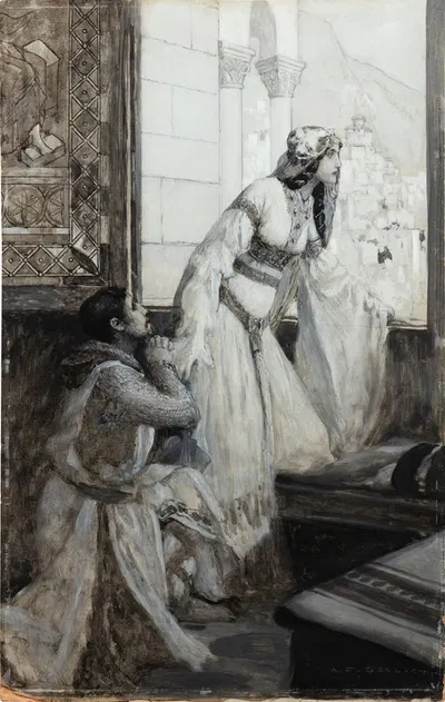 Princess Melisande and Bertrand by Огюст-Франсуа-Мари Горгюэ — digital art print download