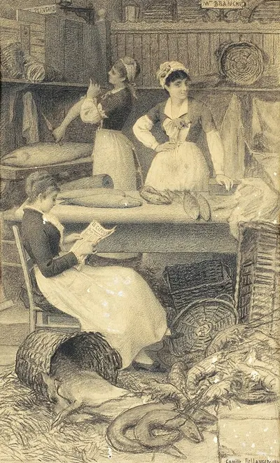 les marchandes de poisson by Камиль Феликс Белланже, 1887 — digital art print download