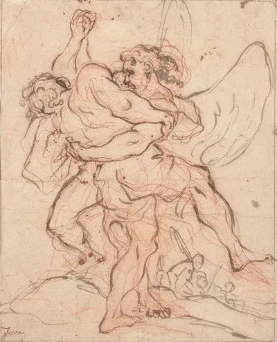 La lutte de Jacob avec l'ange by Carlo Maratta — digital art print download
