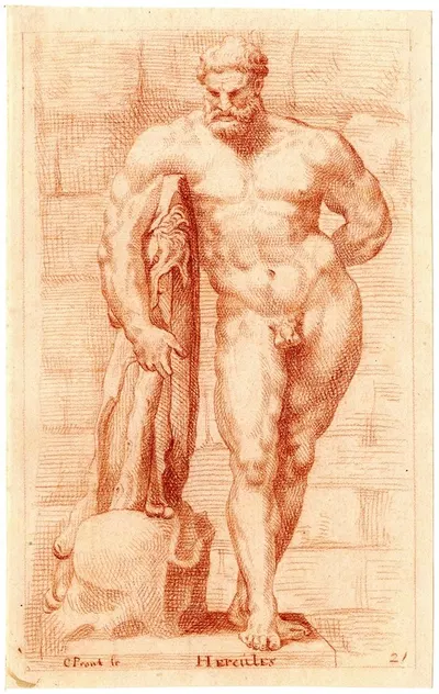 Beeld van de Hercules Farnese by Корнелис Пронк — digital art print download