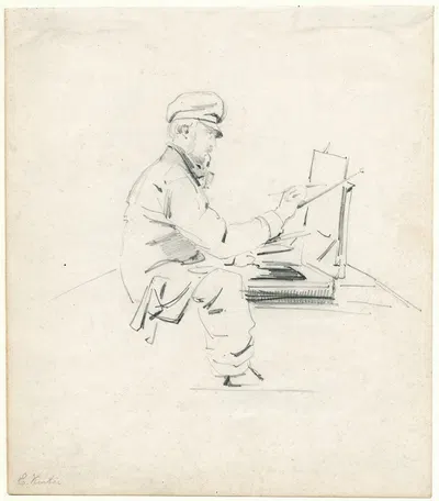 The artist Everhardus Koster working by David Bles, 1855 — digital art print download