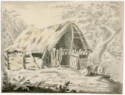 A sheepfold among trees by Floris Verster — digital art print download