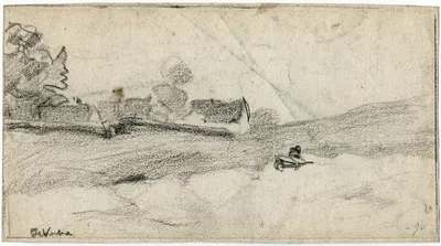 Barrow in a landscape with farmhouse by Floris Verster, 1890 — digital art print download