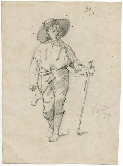 Boy with oboe and stick by Floris Verster — digital art print download
