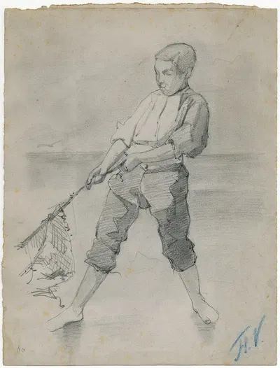 Fisherman with net by Floris Verster, 1880 — digital art print download